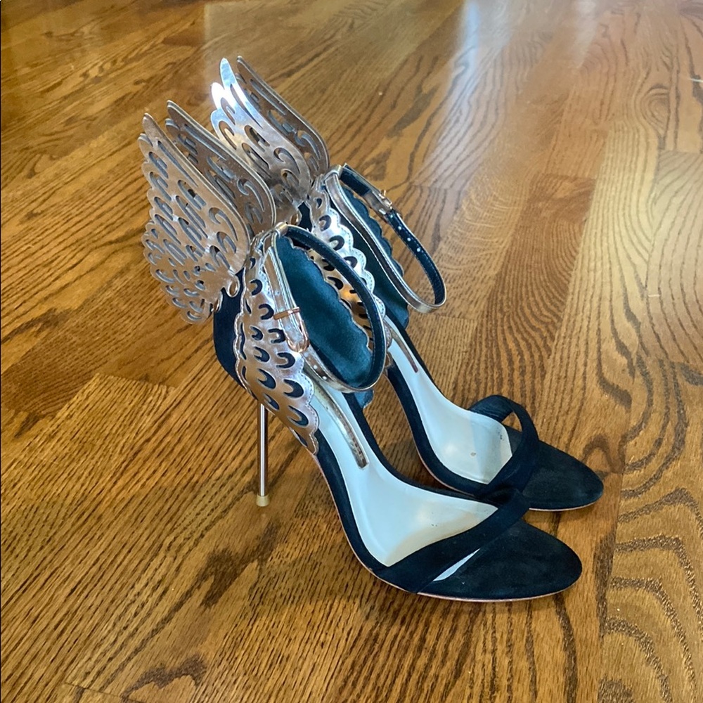 Sophia Webster Black and Silver Winged Heels